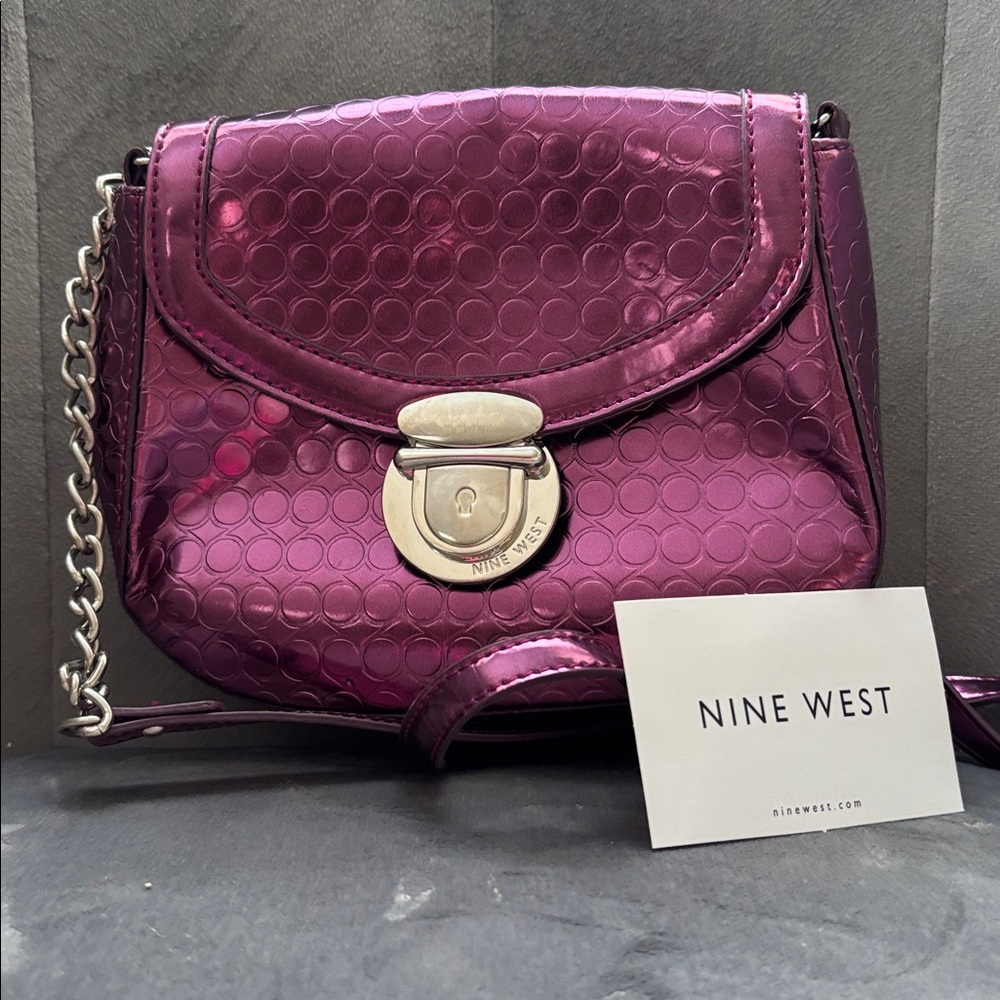 Like New Nine West Metallic Purple/Magenta Crossbody Bag